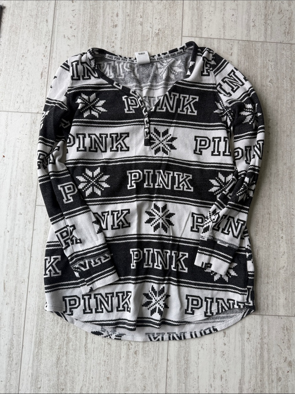 PINK Victoria's Secret Black & White Logo Knit Sleepwear Dress